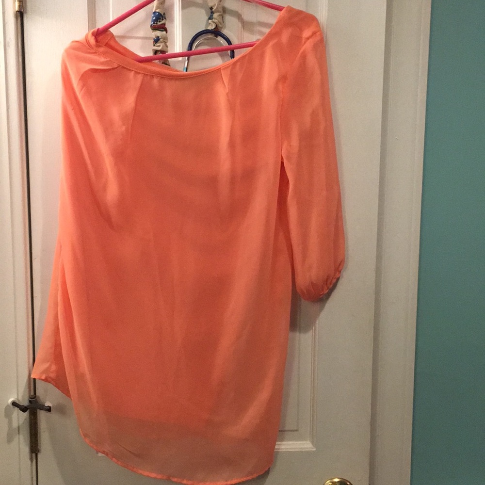 One shoulder peach dress. Size Small